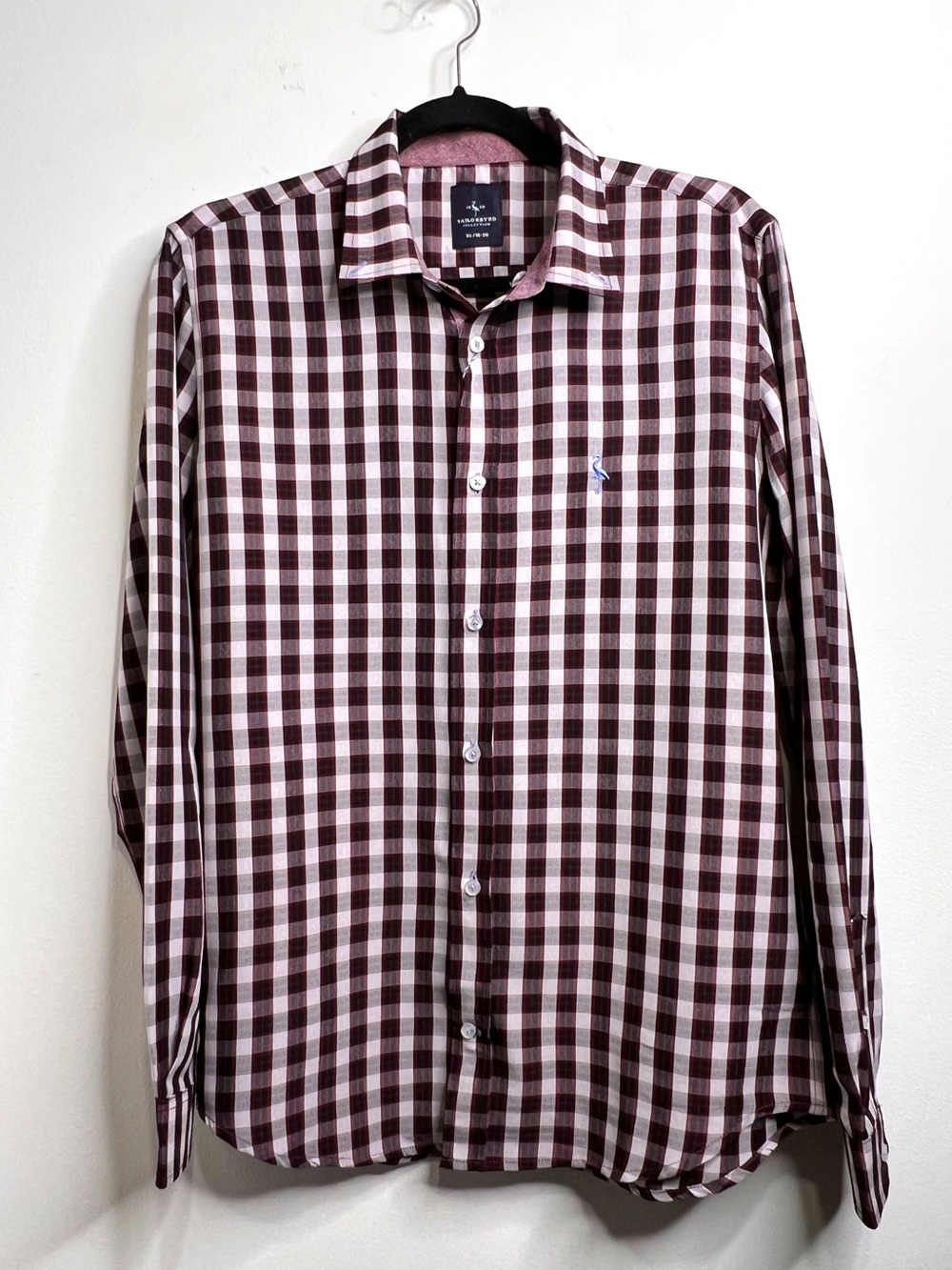 Tailorbyrd Boys Signature Gingham Plaid Long Sleeve Shirt NWT Size XL | 18-20